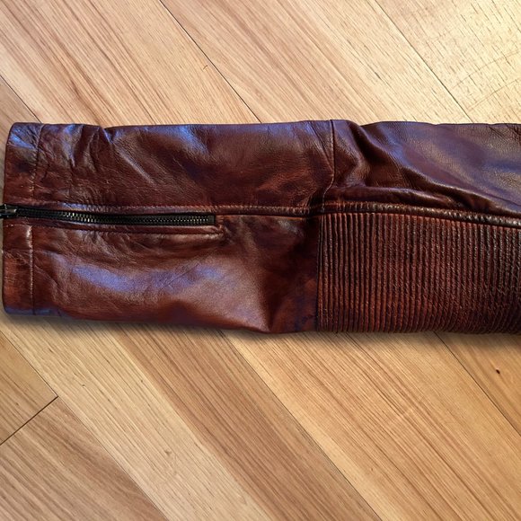 Men Distressed Brown Motorcycle Leather Jacket - Best Leather Riding Jacket Med - Picture 5 of 6